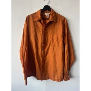 Vintage Countess Mara Shirt Mens Large Silk Blend Button Up Loop Casual 60s 70s